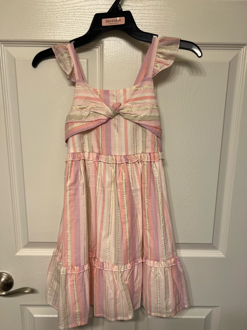 Juicy Couture Pink & Cream Striped Ruffle Sundress